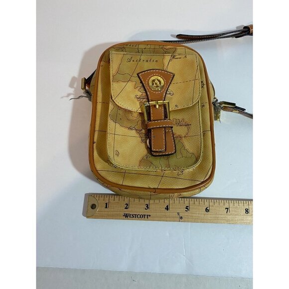 France Frank Farmer 1878 Tan Map Print Crossbody Purse with Adjustable Strap - Picture 6 of 11